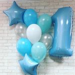 Шар (40''/102 см) Цифра, 1, Голубой, Макарунс, 1 шт. в уп.