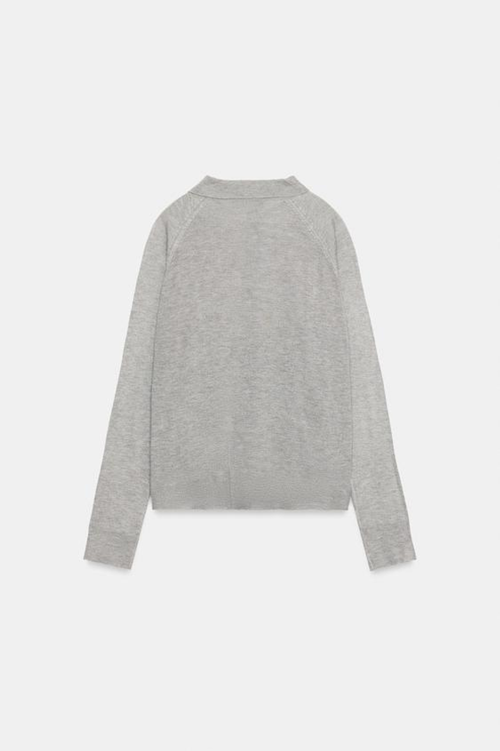 ZARA ОДНОТОННЫЙ ТРИКОТАЖНЫЙ СВИТЕР ПОЛО, СЕРЫЙ МЕЛАНЖ