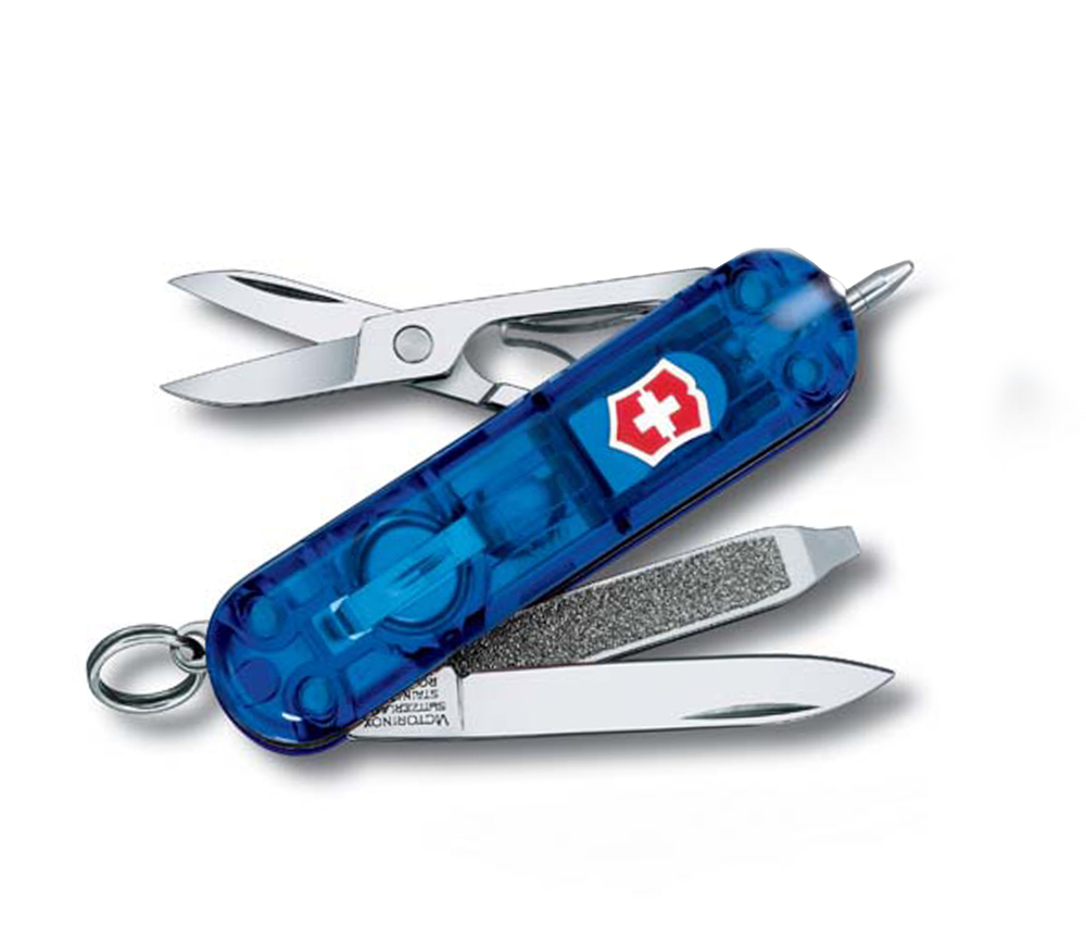Нож-брелок Victorinox Classic Signature Lite, 58 мм, 7 функций, полупрозрачный синий