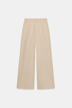 ZARA ШИРОКИЕ БРЮКИ С ВЫСОКОЙ ПОСАДКОЙ, БЕЖЕВЫЙ