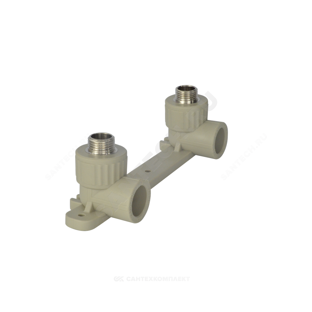 Планка монтажная PP-R серая Дн 25х1/2" НР под смеситель с водорозетками VALFEX 10124220Г