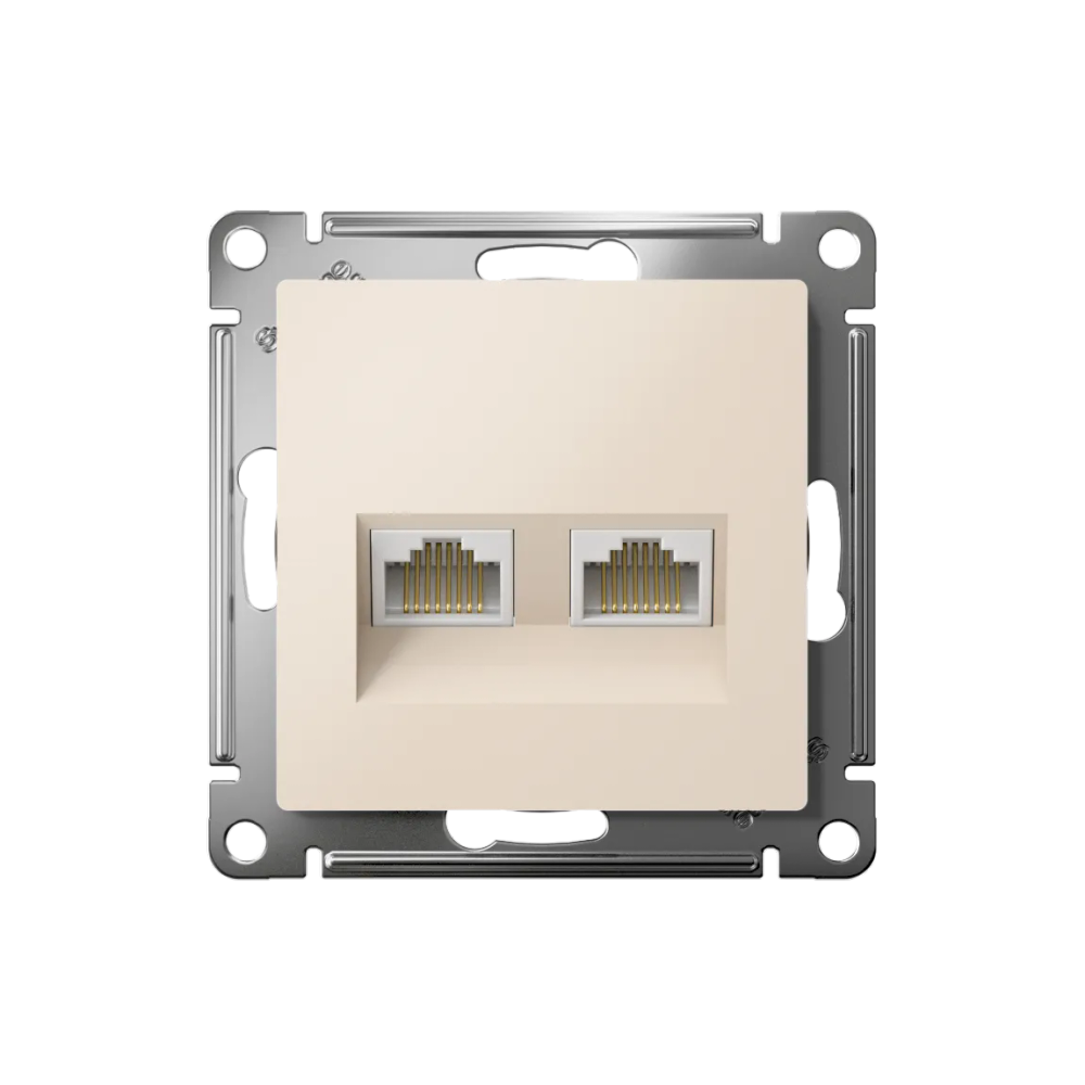 ATLASDESIGN РОЗЕТКА двойная компьютерная RJ45+RJ45 кат. 5e, механизм, БЕЖЕВЫЙ