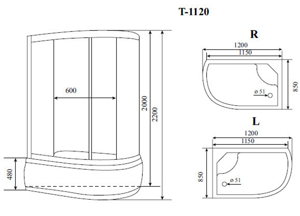 Душевая кабина Timo Comfort Fabric Glass 120*85*220  (T-8820RF)