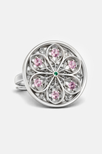 Кольцо Window rose с сапфирами и изумрудом