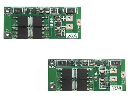 Плата заряда и защиты Li-ion BMS 2S 7.4V-8.4V 20A с балансировкой 2шт