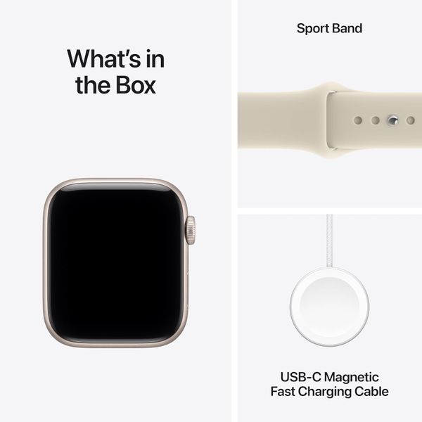 Умные часы Apple Watch SE 3 44 мм из алюминия цвета «сияющая звезда», спортивный ремешок цвета «песочный» (S/M)
