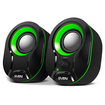 Колонки SVEN 290, черный-зеленый (5 Вт, питание USB)