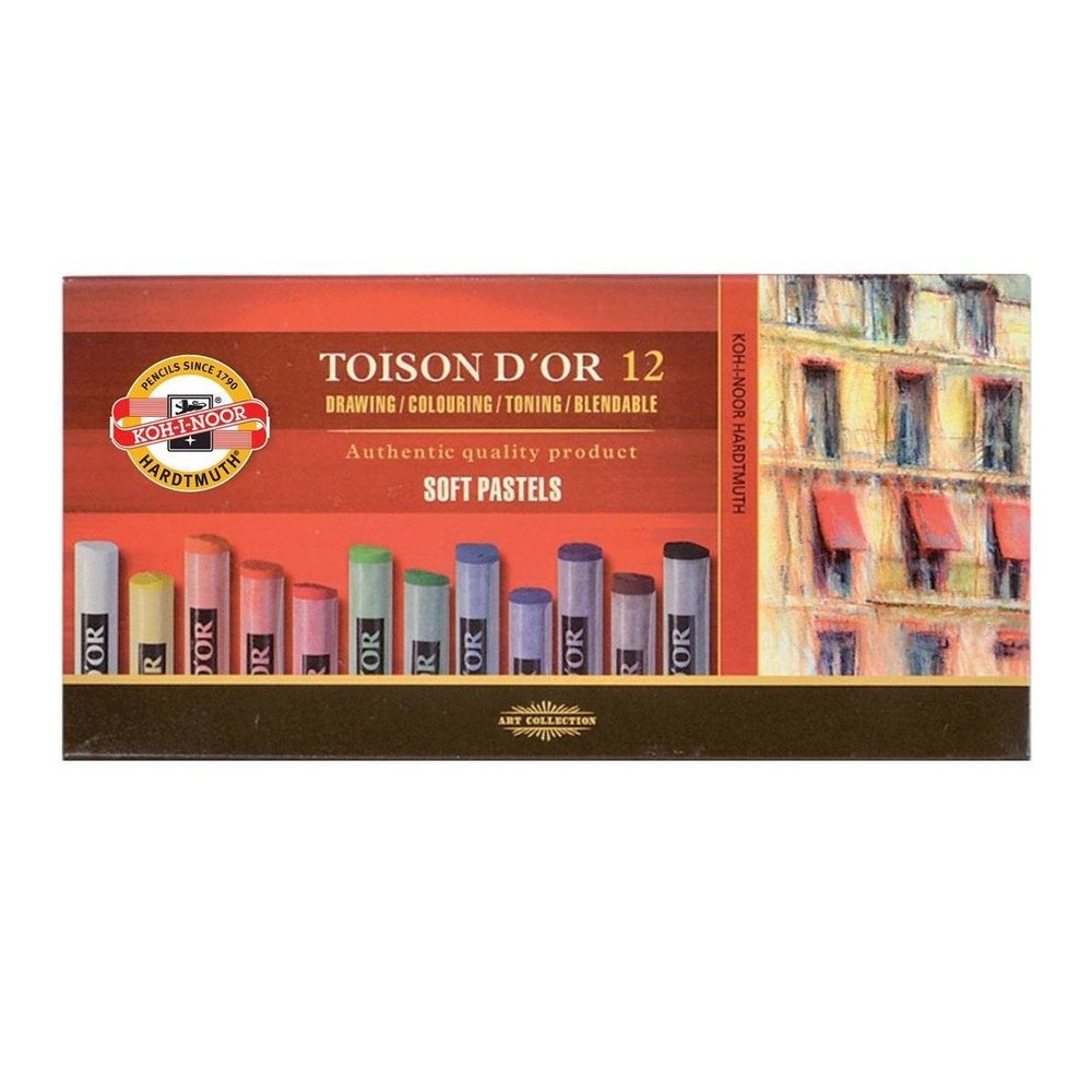 Пастель художественная Koh-I-Noor "Toison D`or", 12 цветов, картон. упаковка