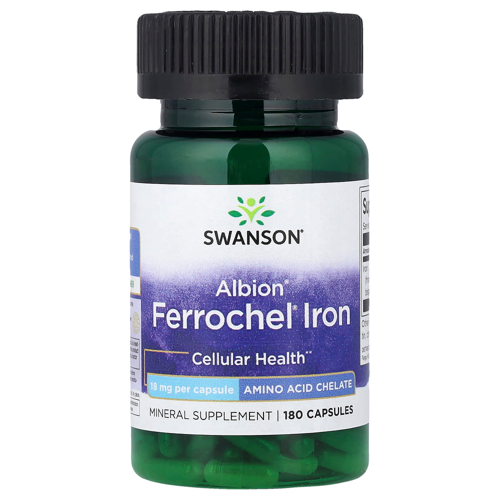Swanson Vitamins, Albion®, Ferrochel®, железо, 18 мг, 180 капсул