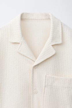 ZARA РУБАШКА С КОРОТКИМИ РУКАВАМИ, ЭКРЮ