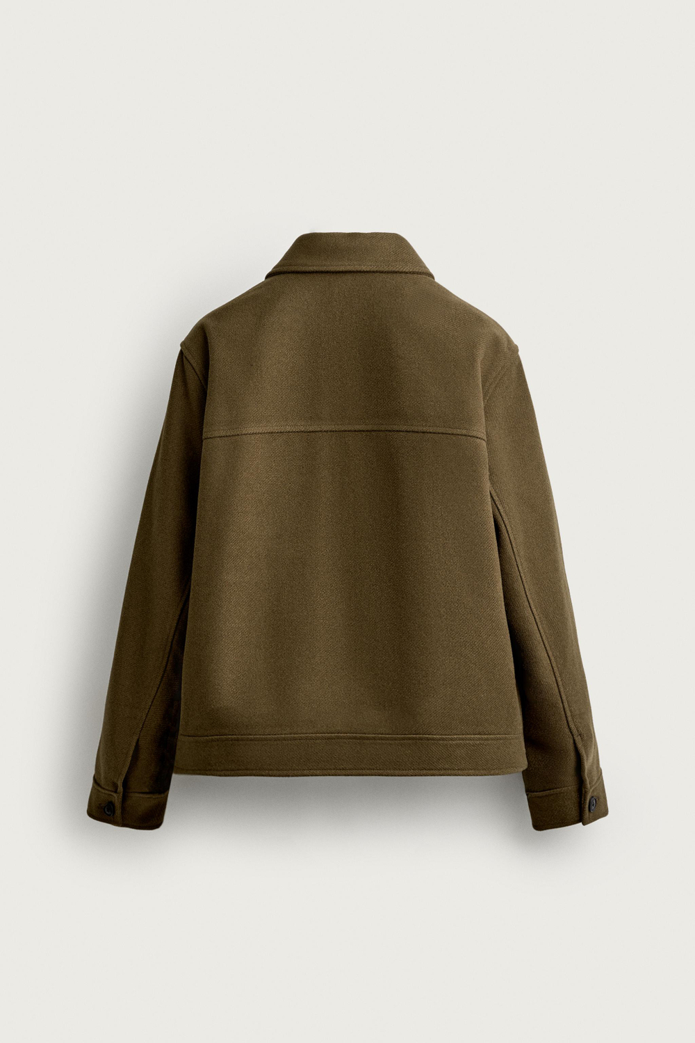 ZARA КУРТКА КЛАССИЧЕСКОГО КРОЯ ИЗ ШЕРСТЯНОЙ ТКАНИ, ТЕМНО-ОЛИВКОВЫЙ
