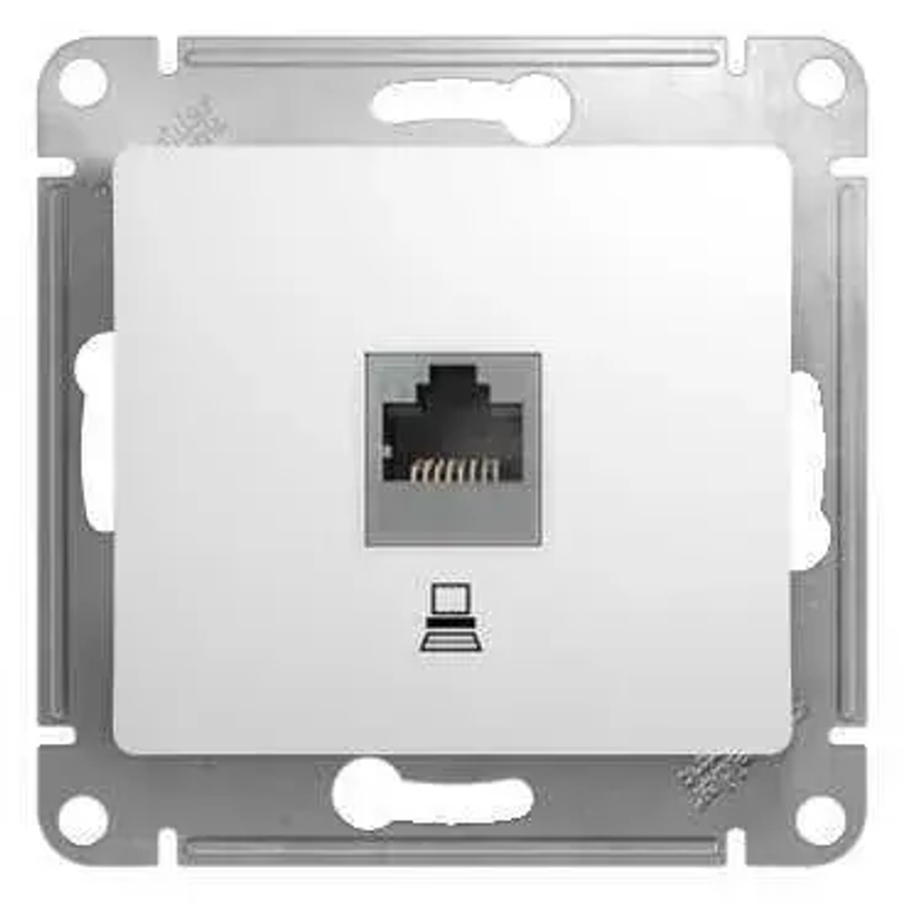 GLOSSA РОЗЕТКА компьютерная RJ45 кат. 5e, механизм, БЕЛЫЙ