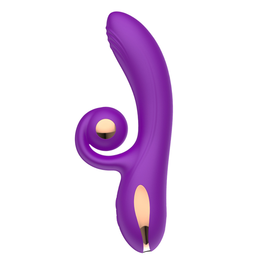 Фиолетовый вибратор-кролик 18,6см с функцией вращения Secwell Bean Sprout Twisting Vibration G-spot Massager Purple SW3052