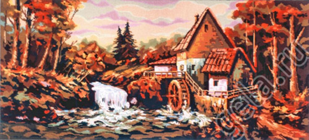 Рисунок для вышивания Soulos (канва жесткая), Водопад у мельницы, 60х120 см