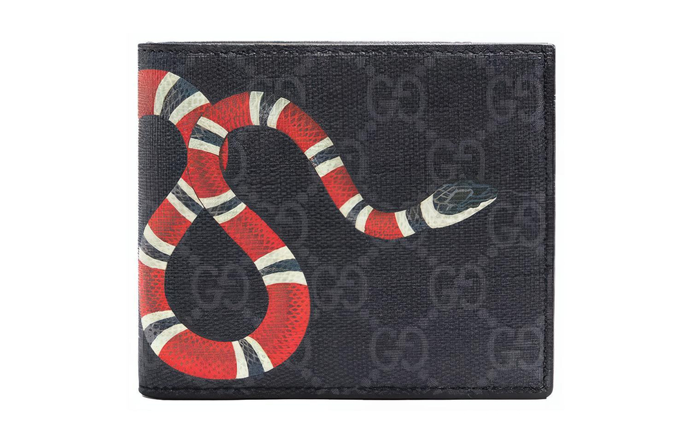 GUCCI Canvas With Leather Wallet Men"s Gray Black