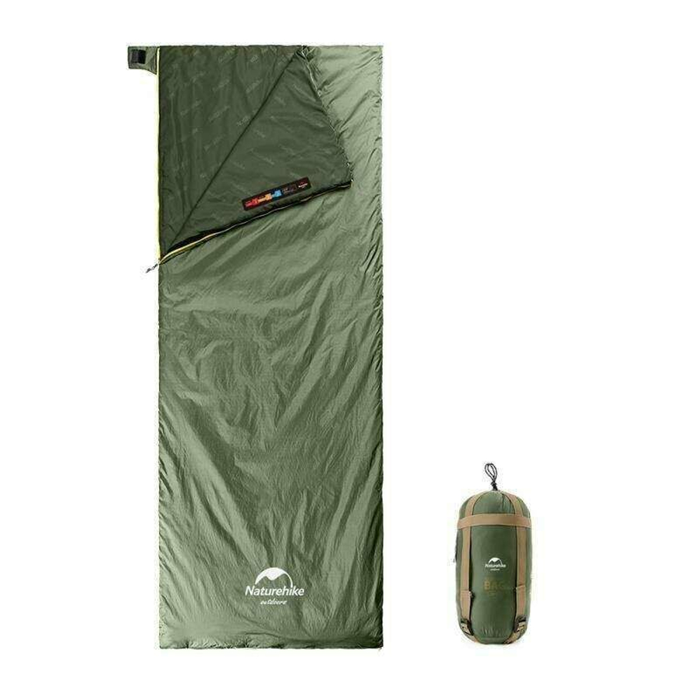 Спальный мешок Naturehike NH21MSD09 мини LW180, размер M, зеленый, молния слева, 6927595777930L