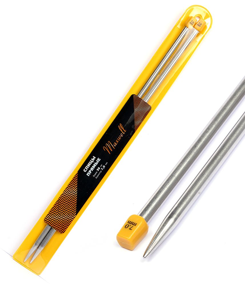 Спицы прямые Maxwell Gold, металл, 35-70 ⌀7,0 мм, 35 см (2 шт) Спицы прямые Maxwell Gold, металл, 35-70 ⌀7,0 мм, 35 см (2 шт)