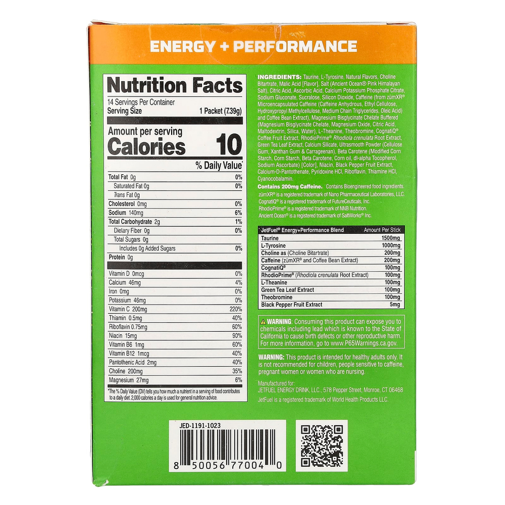 GAT, JetFuel®, Energy + Performance, Energy Sticks, Tropic Thunderburst, 14 пакетиков по 7,39 г (0,26 унции)