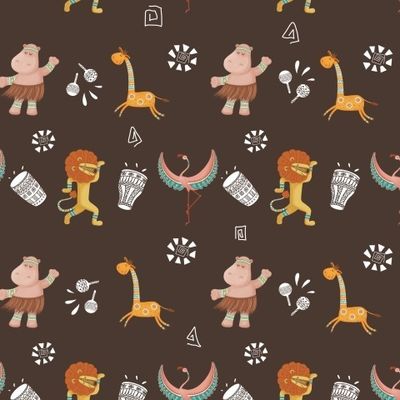 Животные Африки на коричневом фоне