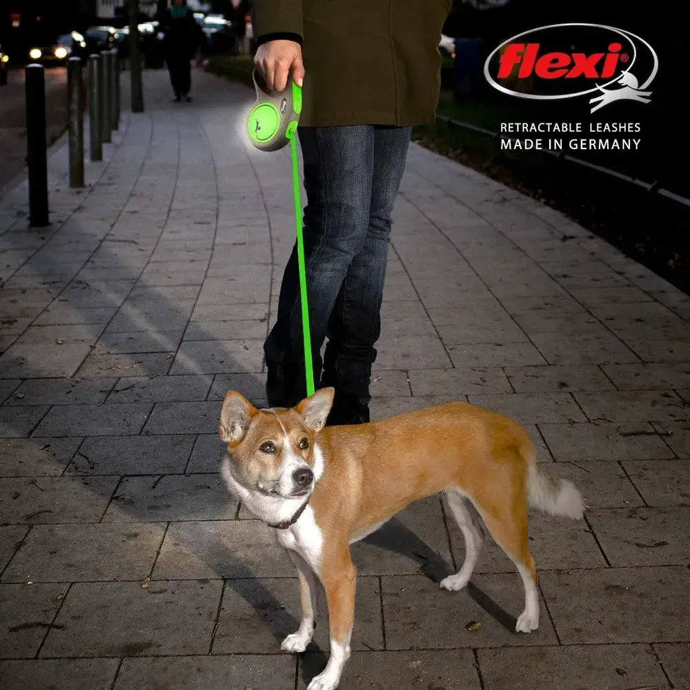 Рулетка flexi Limited Edition New Neon M (до 25 кг) лента 5 м, зеленый неон