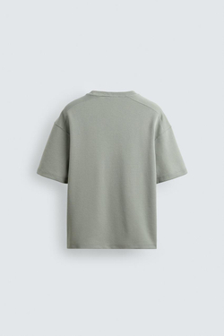 ZARA ТОЛСТОВКА RELAXED FIT ИЗ ИНТЕРЛОКА, ЛИНЯЛЫЙ ЗЕЛЕНЫЙ