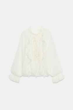 ZARA ОБЪЕМНЫЙ ТОП В РОМАНТИЧЕСКОМ СТИЛЕ, ЭКРЮ
