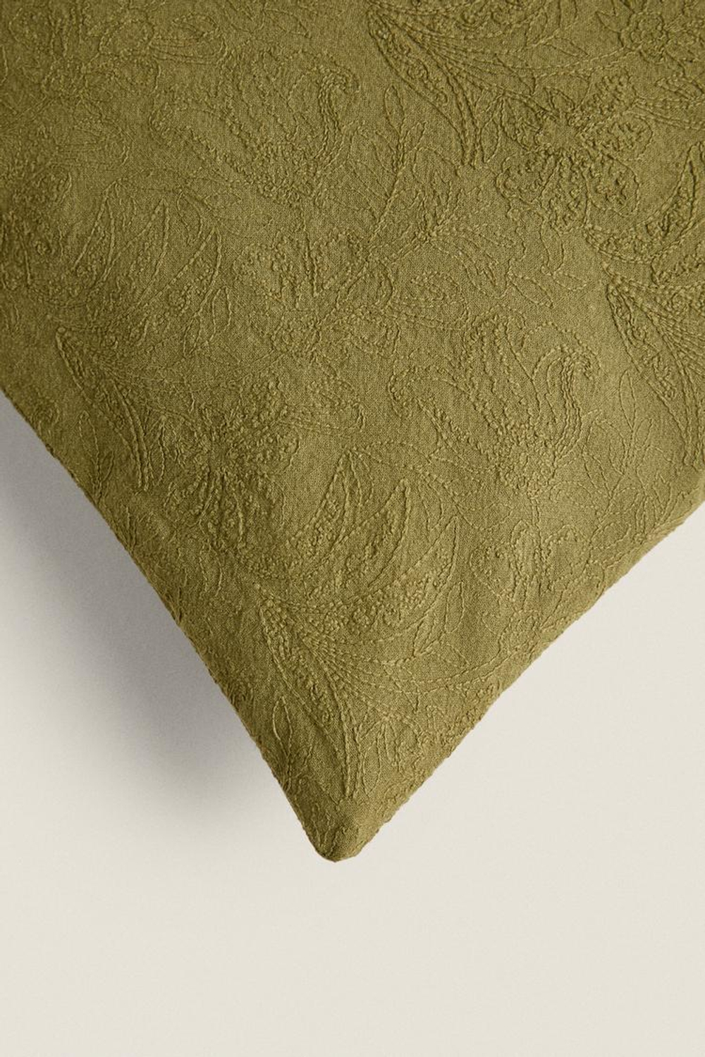 ZARA HOME ЖАККАРДОВЫЙ ЧЕХОЛ ДЛЯ ДЕКОРАТИВНОЙ ПОДУШКИ С ВЫШИВКОЙ, ЗЕЛЕНЫЙ