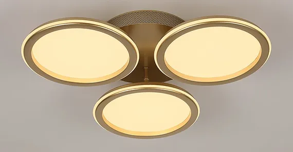Люстра потолочная светодиодная Rilon 9301/240*3 CHAMPAGNE GOLD, 102 Вт, золотая и шампань