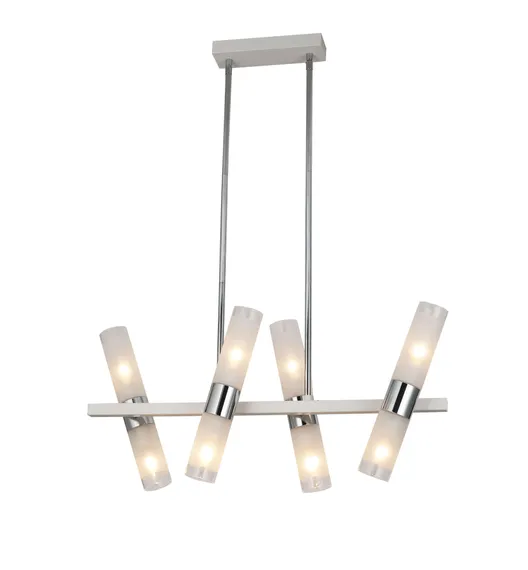 Люстра подвесная Rilon 74784/8L WHITE+CHROME, 8×40 Вт, хромированная и белая