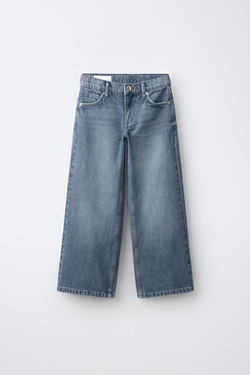 ZARA ДЖИНСЫ WIDE LEG СО СТРАЗАМИ, СЕРО-СИНИЙ