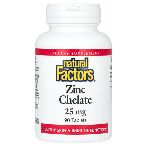 Natural Factors, цинк в хелатной форме, 25 мг, 90 таблеток