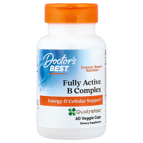 Doctor's Best, активный комплекс витаминов группы B, 60 растительных капсул