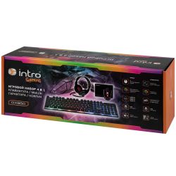 Клавиатура и мышь комплект Intro DX850 игровые 1200-3600dpi + коврик + гарнитура черный | Комплекты (клавиатура+мышь)