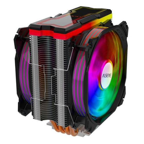 Кулер для CPU Alseye M120D, 2х120мм, 4-pin, Al+Cu, серебристый-черный/ARGB, 800-1700rpm, 66CFM, 35.8дБ, 4-PIPE(прямой контакт), TDP 180Вт, INTEL 1700/1200/115x/775/1366/2011, AMD AM5/AM4/AM3(+)/AM2(+)/FM2(+)/FM1 (AS.01.01.0024)