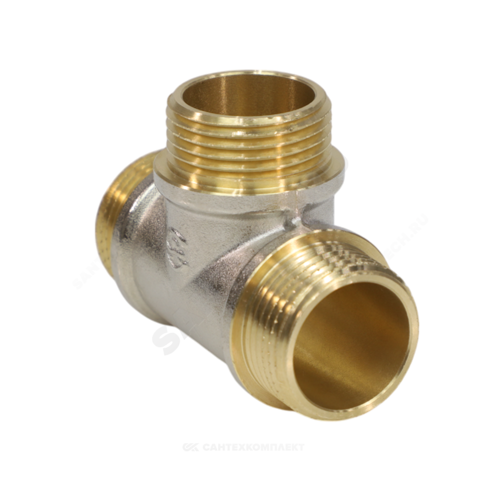 Тройник латунь никель Ду 20 (3/4") НР/НР/НР 9010 ГОСТ 32585-2013 Aquasfera 9010-02