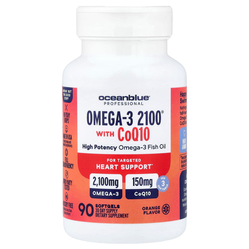 OceanBlue, Professional, Omega-3 2100® с коэнзимом Q10, апельсин, 90 капсул