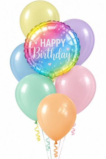 Фонтан шаров "Нежный градиент Happy Birthday"