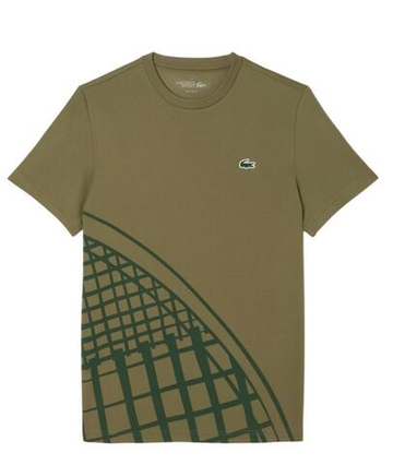 Мужская теннисная футболка Lacoste Ultra Dry Printed Tennis - khaki green