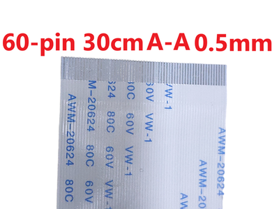 Шлейф FFC 60-pin Шаг 0.5mm Длина 30cm Прямой A-A AWM 20624 80C 60V VW-1