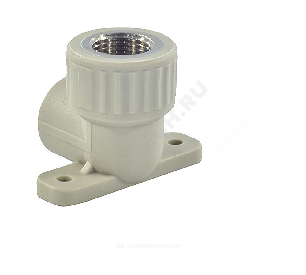 Угольник PP-R комбинированный серый Дн 20х1/2" ВР с креплением VALFEX 10120020Г