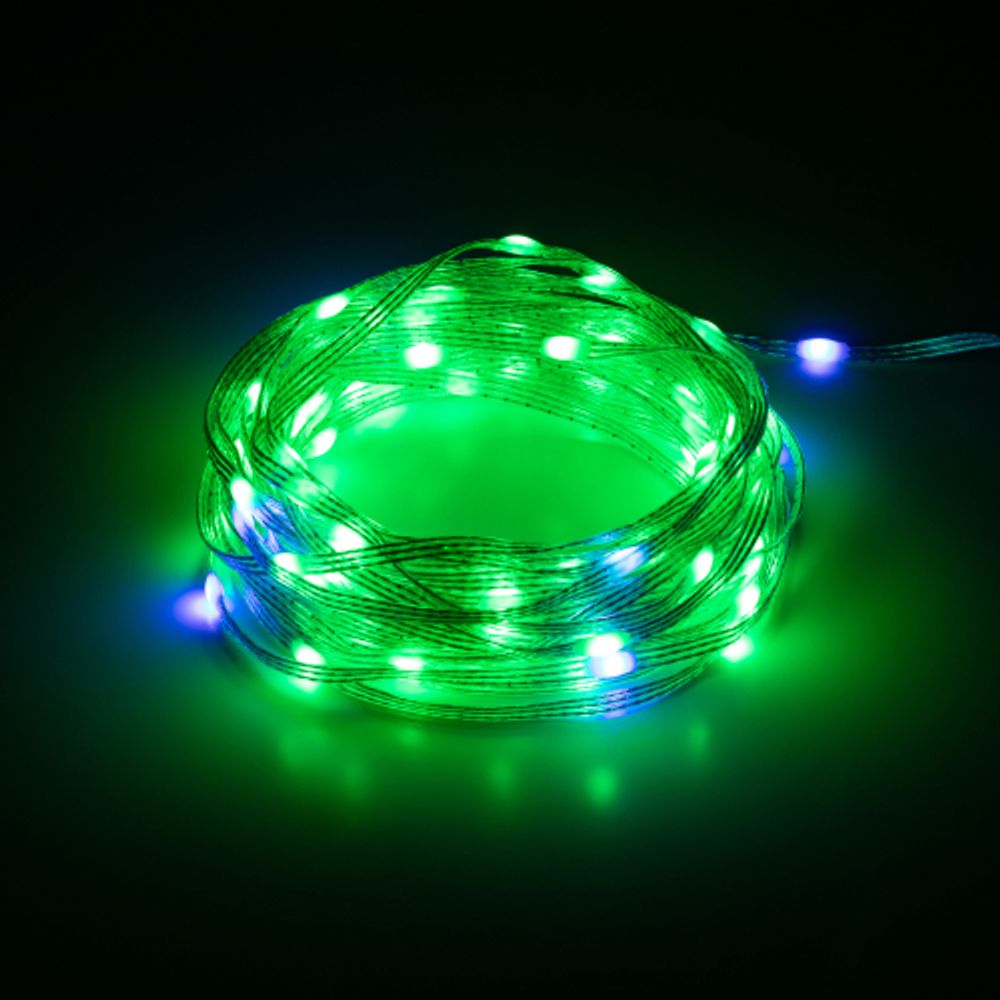 Светодиодная новогодняя гирлянда ЭРА ERASG -01 умная нить RGB 10 м управление через мобильное приложение | Гирлянды