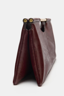 ZARA СУМКА С МЕТАЛЛИЧЕСКОЙ РУЧКОЙ, БОРДОВО-КРАСНЫЙ