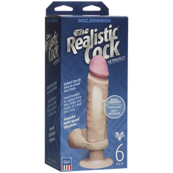 Doc Johnson The Realistic® Cock UR3® Vibrating 6” - Фаллоимитатор с вибрацией L 16 см, ø 4 см