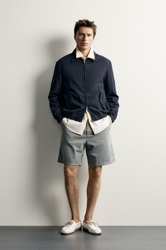 ZARA ШОРТЫ ЧИНОС REGULAR FIT, ЛИНЯЛЫЙ ЗЕЛЕНЫЙ