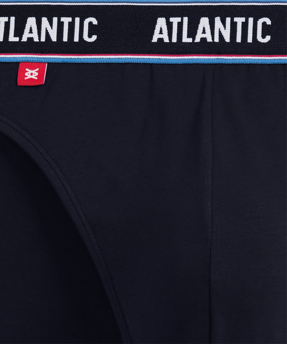 Мужские трусы слипы спорт Atlantic, набор 3 шт., хлопок, темно-синие + коралловые + серый меланж, 3MP-200