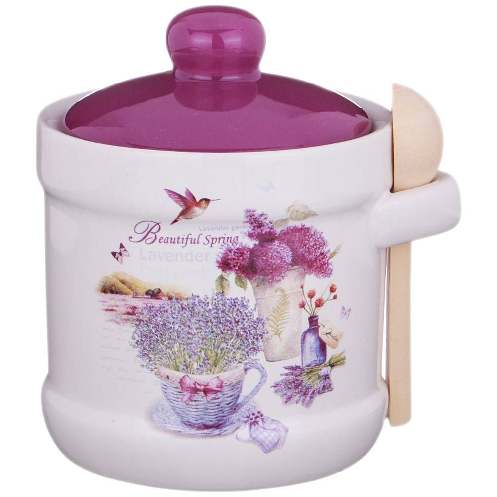 САХАРНИЦА С ЛОЖКОЙ AGNESS "ЛАВАНДОВАЯ ВЕСНА" 10*9,5 СМ 300 МЛ (КОР=36ШТ.)