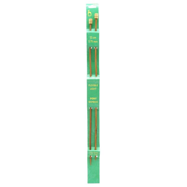 Спицы прямые Pony Bamboo ⌀3.75 мм, 33 см, бамбук, 2 шт, 66808