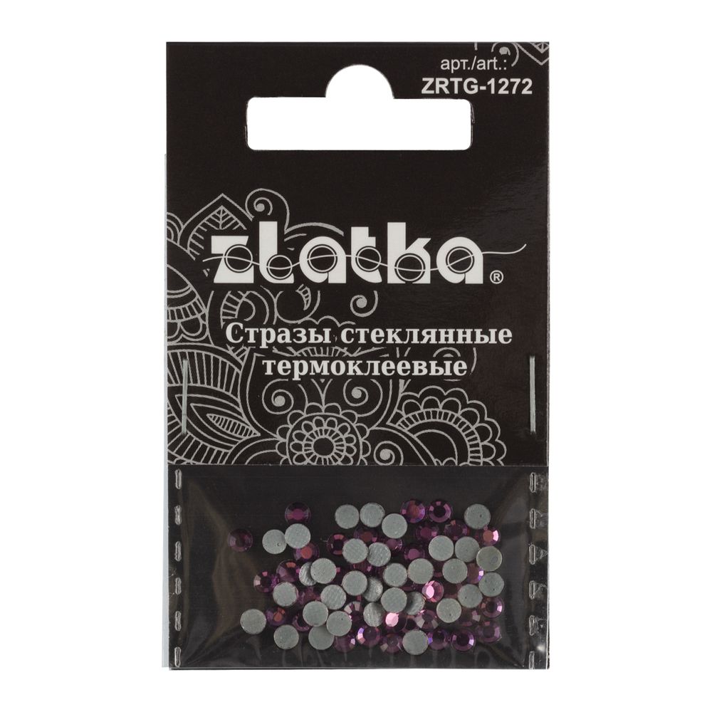 Стразы клеевые стекло 3.2 мм, 360 шт, SS12 №26 сиреневый (Amethyst), Zlatka ZRTG-1272