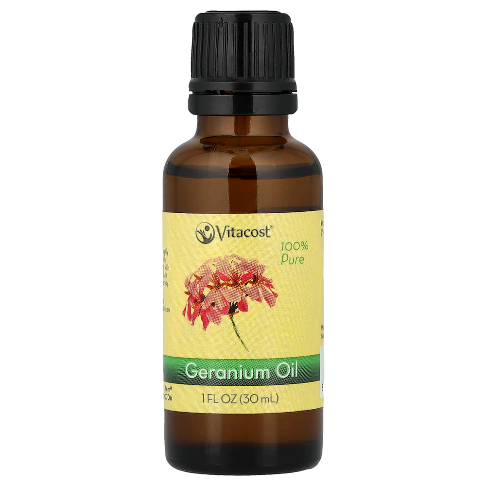 Vitacost, 100% Pure Geranium Oil, 1 fl oz (30 ml)