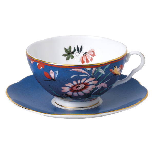 Чайная пара 320мл Wedgwood Пионы синяя